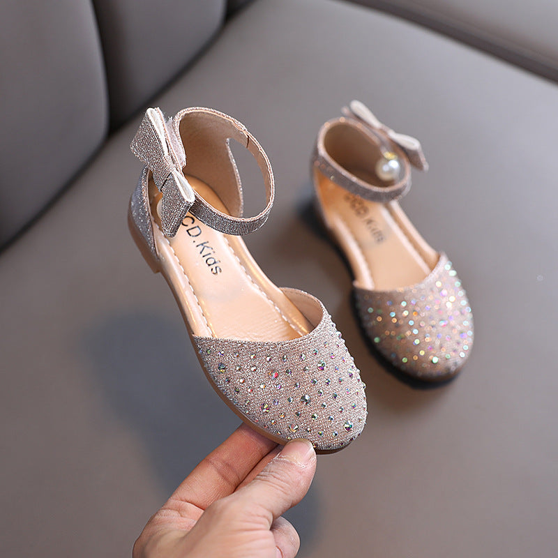 Children's Pearl Rhinestone Cute Leather Shoes