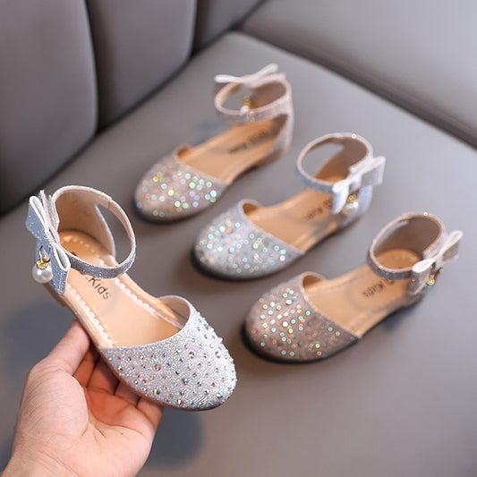 Children's Pearl Rhinestone Cute Leather Shoes