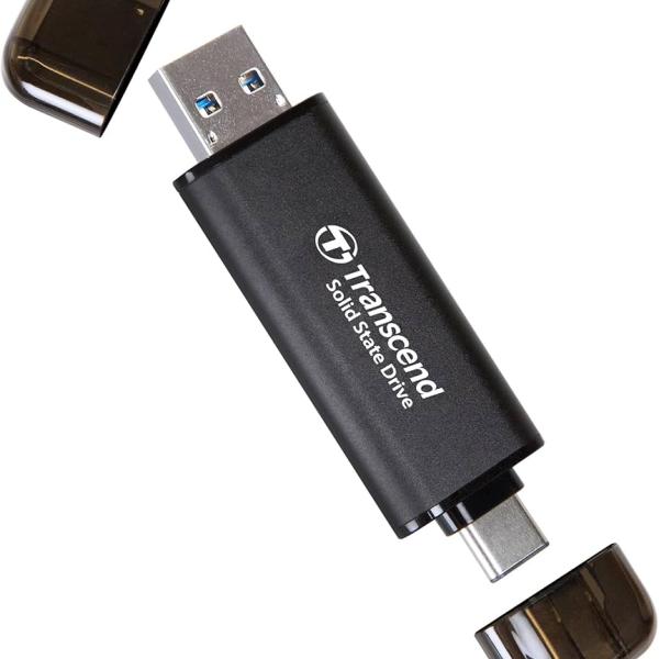 ترانسيند SSD خارجي 2 تيرابايت ESD310C USB 10Gbps Type-C/Type-A أسود