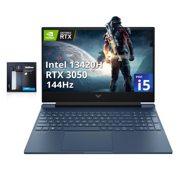 لابتوب HP Victus 15 للألعاب – معالج i5-13420H، ذاكرة 8GB، تخزين 512GB SSD، كرت RTX 3050 6GB، شاشة 15.6 بوصة 144Hz (ويندوز 11، فضي Mica Silver)